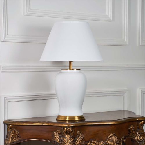 Shiny White Ceramic Table Lamp
