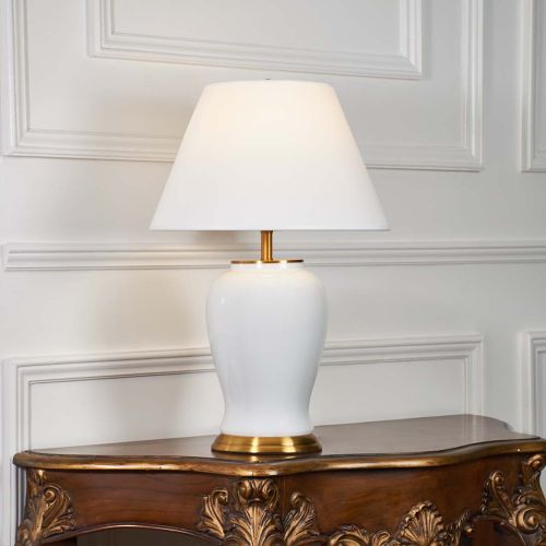 Shiny White Ceramic Table Lamp