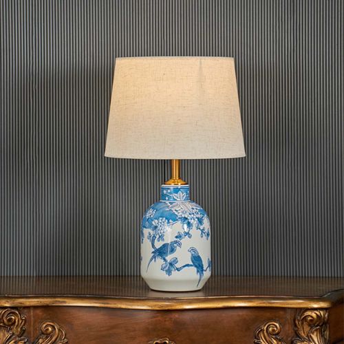 The Beauty of Symbolism White & Blue Ceramic Table Lamp