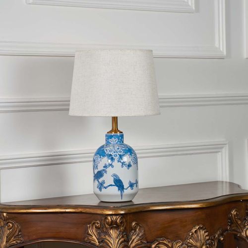 The Beauty of Symbolism White & Blue Ceramic Table Lamp
