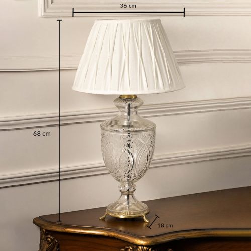 Treasure Fancy Cut Glass Trophy Table Lamp With White Shade Dimensions