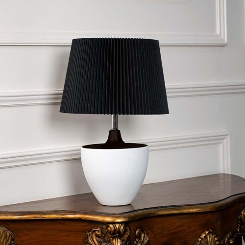 Wabi-sabi Style White Ceramic Table Lamp with Black Shade