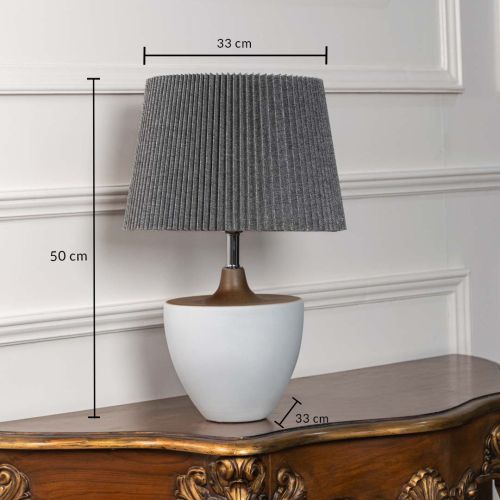 Wabi-sabi Style White Ceramic Table Lamp with Grey Shade Dimensions