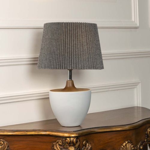 White Ceramic Table Lamp with Grey Shade