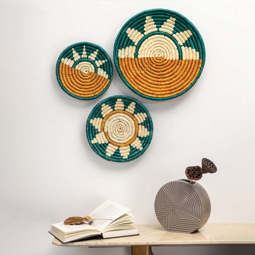 Floral kohl  - Handwoven Sabai Grass Wall Baskets