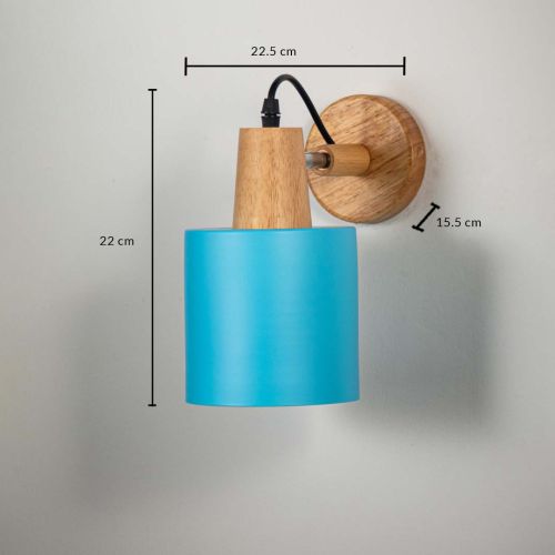 Long Wooden Wall Light - Blue