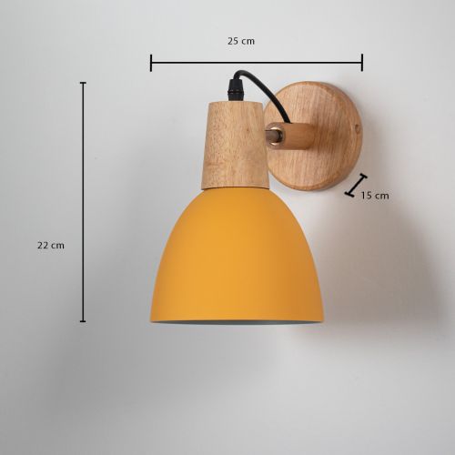 Dome Wooden Wall Light - Yellow