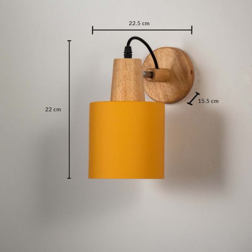 Long Wooden Wall Light - Yellow