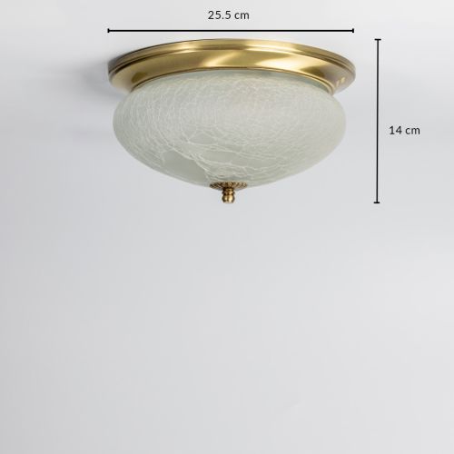 Zenith Crackle Glass Flush Mount Brass Ceiling Lamp