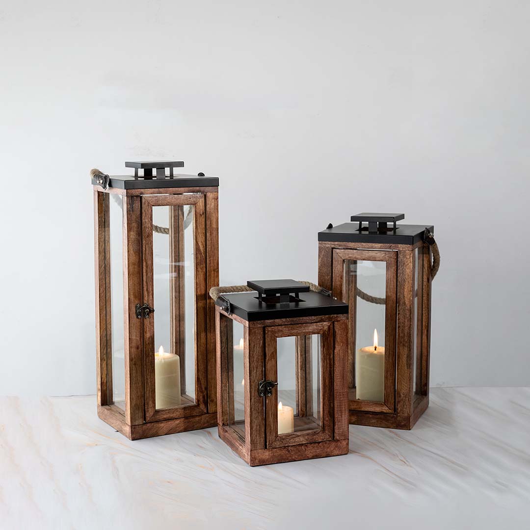 Merbau Wooden Lantern Medium