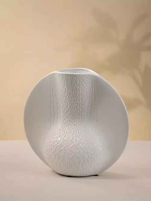 Nefer White Patterned Ceramic Vase